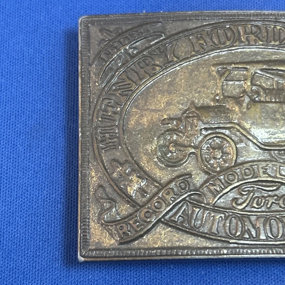 Vintage Henry Ford Detroit Automobiles‎ Model T Metal Belt Buckle Brass
